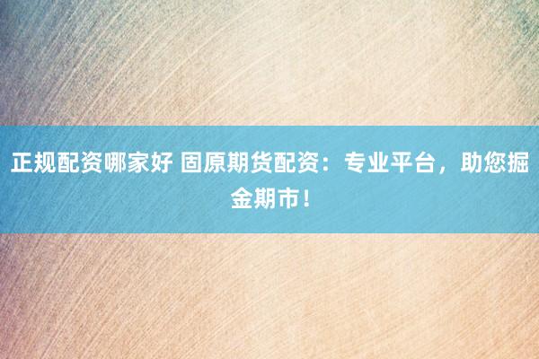 正规配资哪家好 固原期货配资：专业平台，助您掘金期市！