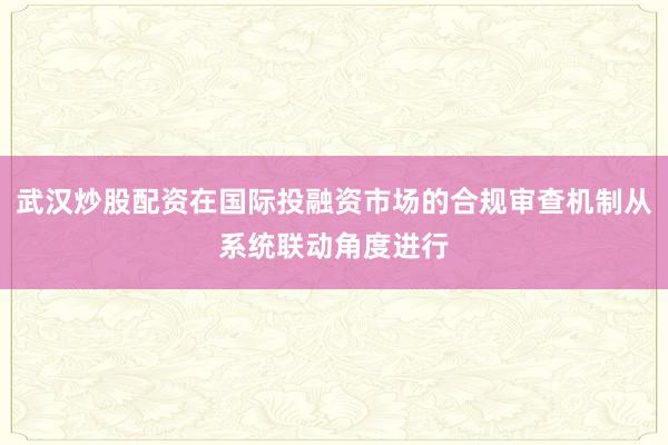 武汉炒股配资在国际投融资市场的合规审查机制从系统联动角度进行