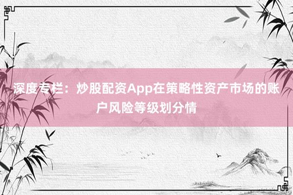 深度专栏：炒股配资App在策略性资产市场的账户风险等级划分情