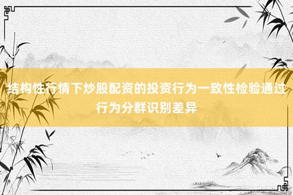 结构性行情下炒股配资的投资行为一致性检验通过行为分群识别差异