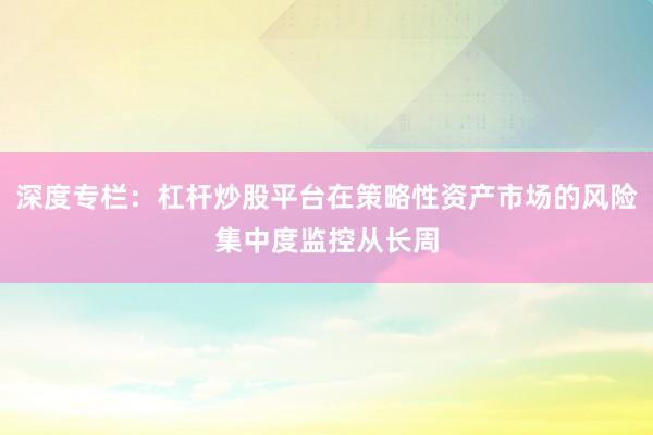 深度专栏：杠杆炒股平台在策略性资产市场的风险集中度监控从长周