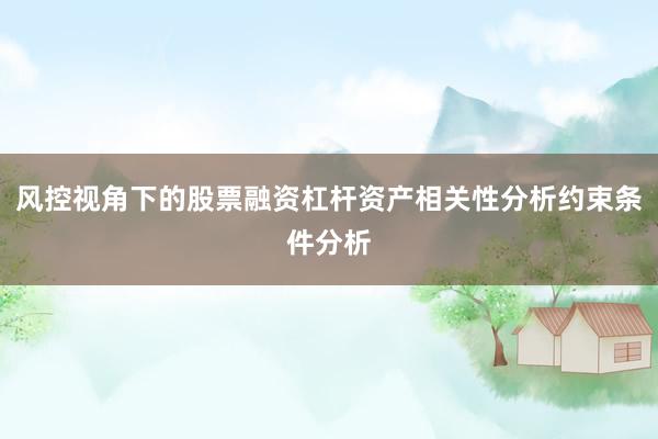 风控视角下的股票融资杠杆资产相关性分析约束条件分析