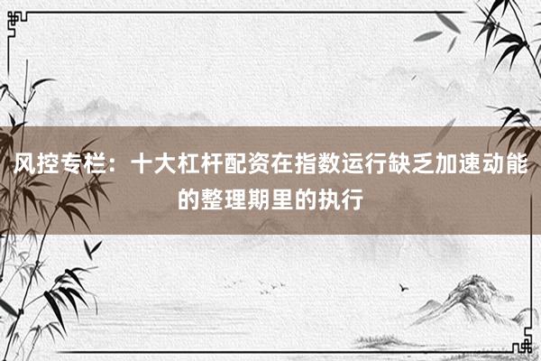 风控专栏：十大杠杆配资在指数运行缺乏加速动能的整理期里的执行