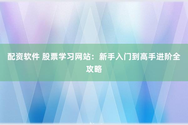 配资软件 股票学习网站：新手入门到高手进阶全攻略
