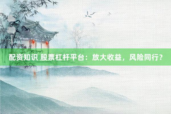 配资知识 股票杠杆平台：放大收益，风险同行？