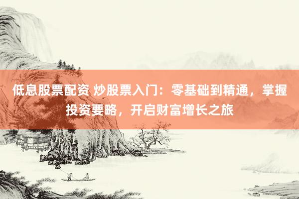 低息股票配资 炒股票入门：零基础到精通，掌握投资要略，开启财富增长之旅