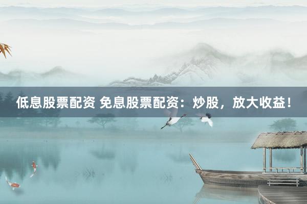 低息股票配资 免息股票配资：炒股，放大收益！